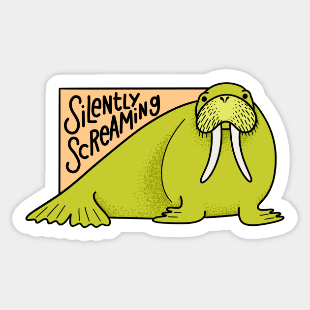 Silently Screaming Walrus Sticker by Christine Parker & Co